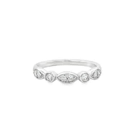 Lady's White Sterling Silver Marquise And Round Swing Style Fashion Ring Size 7 With 0.25Tw Round G/H Si2 Diamonds