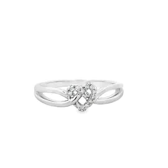 Lady's White Sterling Silver Lovelock Fashion Ring Size 6.5 With 0.07Tw Round G/H Si2 Diamonds