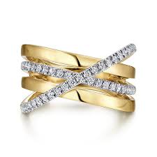 Lady's Tt 14 Karat Crossover Fashion Ring Size 6.5 With = 0.40Tw Round G/H Si2 Diamonds