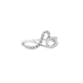 Lady's White 14 Karat Freeform Heart Fashion Ring Size 6.5 With 13 = 0.13Tw Round G/H Si1 Diamonds