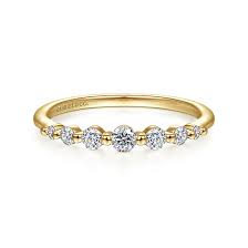 Lady's Yellow 14 Karat Single Prong Fashion Ring Size 6.5 With 7 = 0.26Tw Round I/J Si1 Diamonds
