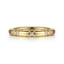 Lady's Yellow 14 Karat Stackable Collection, With Inlay Fashion Ring Size 6.5 With = 0.15Tw Round G/H Si2 Diamonds