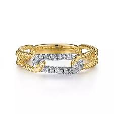 Lady's Tt 14 Karat Hampton Collection, Link Ring Fashion Ring Size 6.5 With = 0.09Tw Round G/H Si2 Diamonds