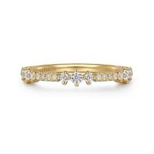 Lady's Yellow 14 Karat Stackable Collection, Fashion Ring Size 6.5 With = 0.23Tw Round G/H Si2 Diamonds