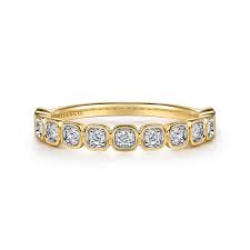 Lady's Yellow 14 Karat Contemporary Collection, Stackable Fashion Ring Size 6.5 With = 0.20Tw Round G/H Si2 Diamonds