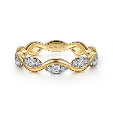 Lady's Yellow 14 Karat Contemporary Collection, Twisted Stackable Fashion Ring Size 6.5 With = 0.21Tw Round G/H Si2 Diamonds