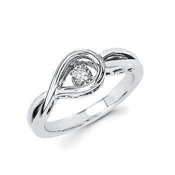 Lady's White Sterling Silver Shimmering Fashion Ring Size 6.5 = 0.03tw Round Diamonds