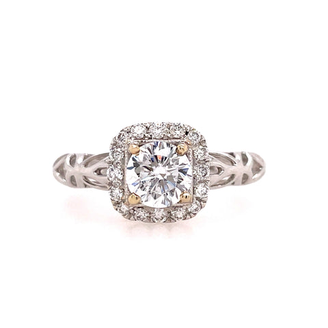 White Polished 14 Karat Halo, With Scrollwork Ring Size 7 With One 6.00Mm R Cubic Zirconium And 16=0.27Tw Round G/H Si1 Diamonds Regularly $1900.00 Vendor Price $950.00

*Purchases made from our Vendor Price case are not eligible for "complimentary" ser