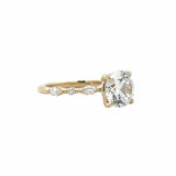 Yellow 14 Karat Alternating Prong Set Ring Size 6.5 With One 2.Ct Round Cubic Zirconium, 4 0.25Tw Marquise Diamonds And 0.04 Twt Other Stones