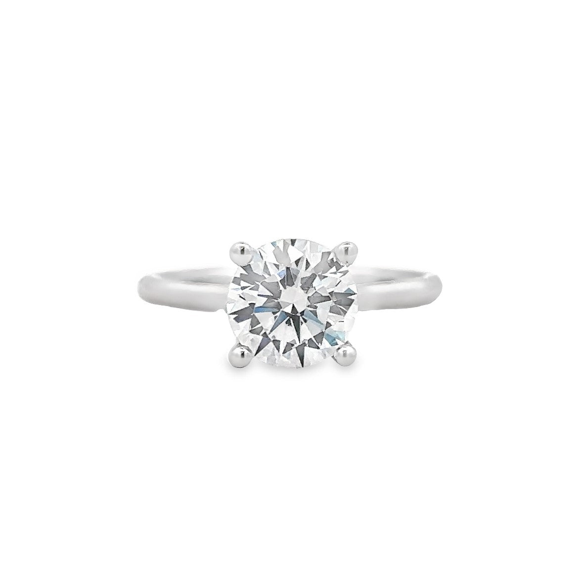 White 14 Karat Hidden Halo Solitaire Ring Size 6.5 With One 2.Ct Round Cubic Zirconium And 0.06Tw Round G/H Si2 Diamonds