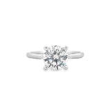 White 14 Karat Hidden Halo Solitaire Ring Size 6.5 With One 2.Ct Round Cubic Zirconium And 0.06Tw Round G/H Si2 Diamonds