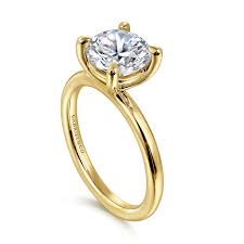 Yellow 14 Karat Solitaire Remount Size 6.5 With One 9.00Mm Round Cubic Zirconium