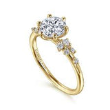 Yellow 14 Karat Scattered Ring Size 6.5 one = 8.00mm Round Cubic Zirconium
= 0.17tw Round G/H SI1 Diamonds