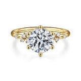 Yellow 14 Karat Scattered Ring Size 6.5 one = 8.00mm Round Cubic Zirconium
= 0.17tw Round G/H SI1 Diamonds
