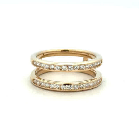 Lady's Yellow 14 Karat Channel Set, Double Row Ring With = 0.50Tw Round G/H Si1 Diamonds