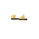 Lady's Yellow 14 Karat Modern Bar Earrings 10 0.23tw Round Black Diamonds