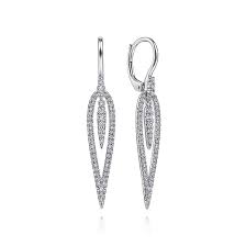 Lady's White 14 Karat Teardrop, Kaslique Collection Earrings With = 0.65Tw Round G/H Si2 Diamonds