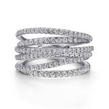Lady's White 14 Karat Wide, Criss Crossing, Lusso Collection Fashion Ring Size 6.5 With = 1.00Tw Round G/H Si2 Diamonds