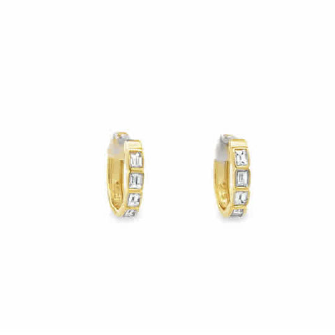 Lady's Yellow 14 Karat Bezel, Hoops Earrings 4 = 0.549tw Baguette G/H VS2 Diamonds Weight: 2