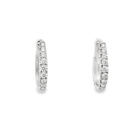 Lady's White 14 Karat "U" Huggie Hoop Earrings With = 0.25Tw Round G/H Si1 Diamonds