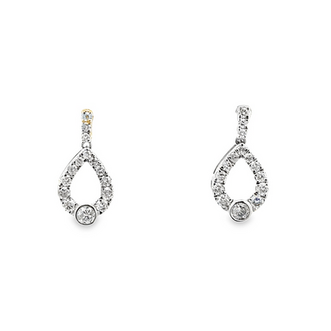 Lady's White 14 Karat Modern Teardrops Earrings = 0.25tw Round G/H I1 Diamonds