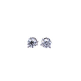 Lady's White 14 Karat Three Prong Studs Earrings With 2=1.00Tw Round G/H I1 Diamonds