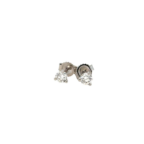 Lady's White 14 Karat Three Prong Studs Earrings With 2=0.33Tw Round G/H I1 Diamonds