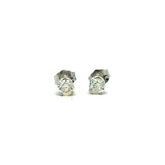 Lady's White 14 Karat Four Prong Studs Earrings With 2 0.50Tw Round J/K I2 Diamonds.