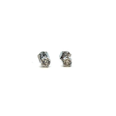 Lady's White 14 Karat Four Prong Studs Earrings With 2 0.25Tw Round J/K I2 Diamonds