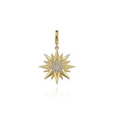 Yellow 14 Karat Starburst Pendant With 0.19Tw Round G/H Si2 Diamonds