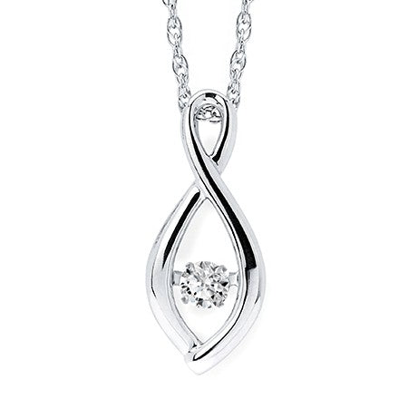 White Sterling Silver Shimmering Teardrop Pendant Length 18 With One = 0.08Ct Round Diamond 

Style: Rope
Metal: Sterling Silver
Color: White
Finish: Polished