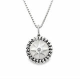 White Sterling Silver Compass Style Pendant one = 0.02ct Round H/I I1 Diamond
