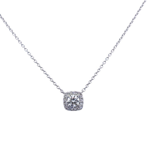 Lady's White 14 Karat Square Cluster, Stationary Necklace With 0.34Tw Round G/H Si1 Diamonds