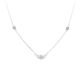Lady's White 14 Karat Bezel, Diamond By The Inch Necklace With 10 1.Tw Round G/H I1 Diamonds