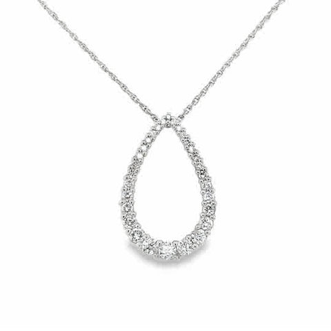 Lady's White 14 Karat Prong Set Pear Pendant With 0.99Tw Round G/H Si1 Diamonds;