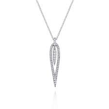 Lady's White 14 Karat Kaslique Collection, Teardrop Necklace Length 17.5 With = 0.34Tw Round G/H Si2 Diamonds