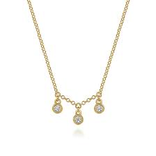 Lady's Yellow 14 Karat Contemporary Collection, Diamond Drop Necklace Length 17.5 With = 0.25Tw Round G/H Si2 Diamonds
