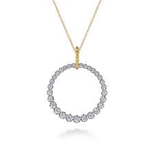 Lady's Tt 14 Karat Bujukan Collection, 20Mm Drop Necklace Length 17.5 With = 1.00Tw Round G/H Si2 Diamonds