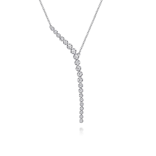 Lady's White 14 Karat Kaslique Collection "Y" Necklace Length 17.5 With = 0.75Tw Round G/H Si2 Diamonds