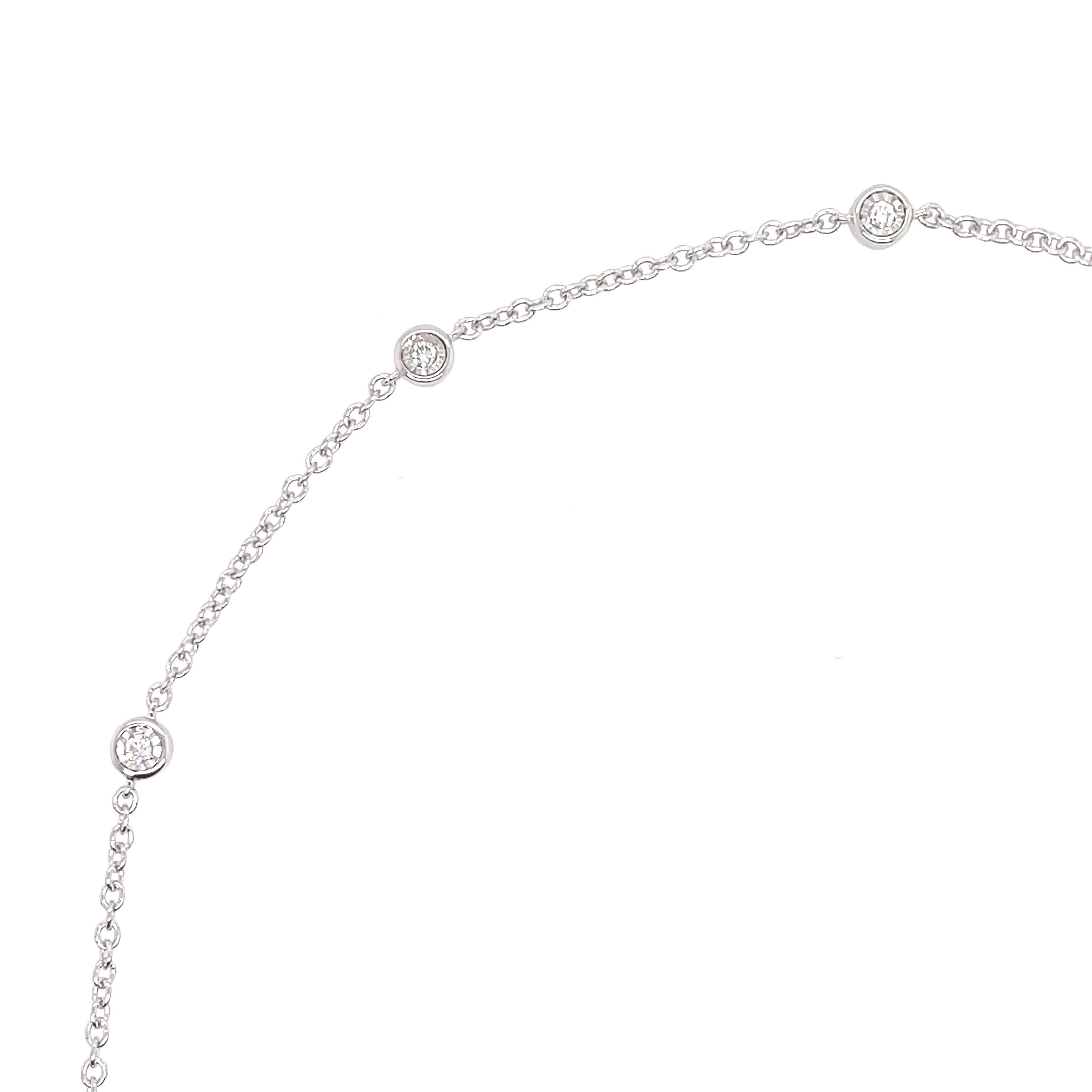 White 14 Karat Bezel Set Diamond By The Inch Bracelet With 5=0.15tw Round G/H SI1 Diamonds