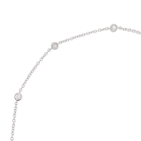 White 14 Karat Bezel Set Diamond By The Inch Bracelet With 5=0.15tw Round G/H SI1 Diamonds