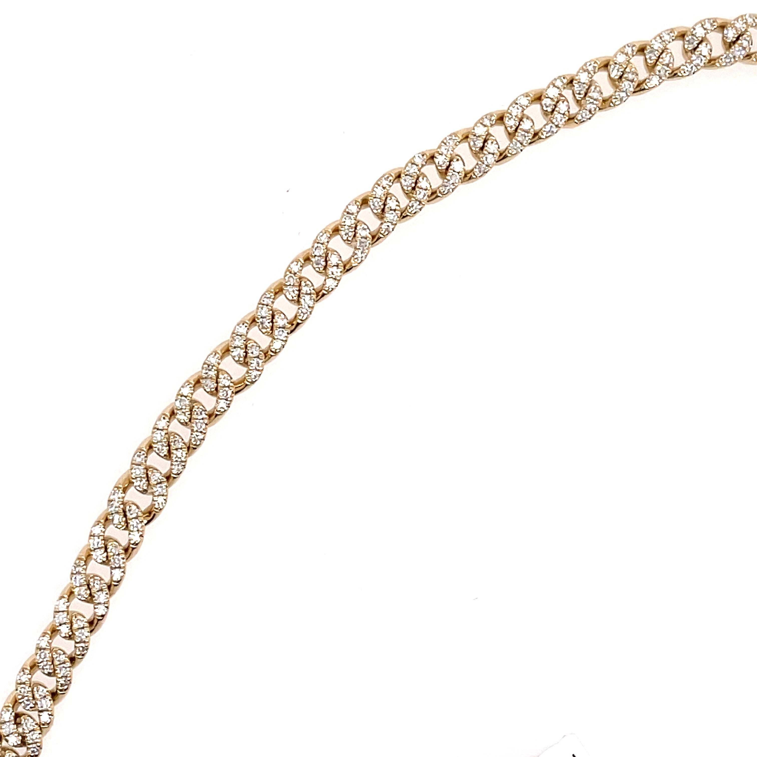Lady's Yellow Polished 14 Karat Link Style Fashion Bracelet With 0.84Tw Round G/H Si1 Diamonds