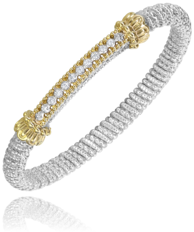 Lady's Tt 14 Karat/Sterling Silver 6Mm Bar Bracelet With 0.15Tw Round G/H Si1 Diamonds