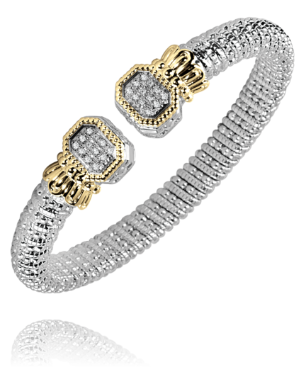 Lady's Tt 14K/Sterling Silver 8Mm Band With Rectangular Ends Bracelet With 0.24Tw Round G/H Si1 Diamonds