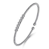 White 14 Karat Milgrain Style Bar Bracelet Length 6.25 With 12 = 0.14Tw Round G/H Si2 Diamonds