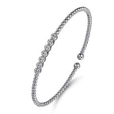 White 14 Karat Milgrain Style Bar Bracelet Length 6.25 With 12 = 0.14Tw Round G/H Si2 Diamonds