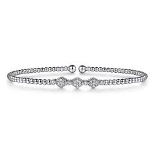 White 14 Karat Bujukan Collection, Hexagon Cluster Bangle Bracelet Length 6.25 With = 0.13Tw Round G/H Si2 Diamonds