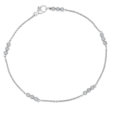 White Sterling Silver Bezel Stations Bracelet With 15 0.10Tw Round G/H Si1 Diamonds