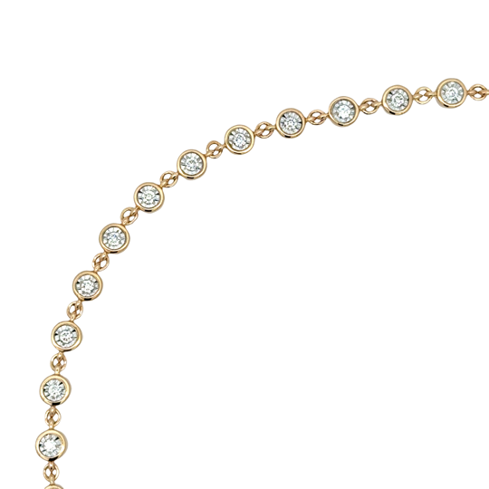 Yellow 14 Karat Bezel Stations Bracelet Length 7 = 0.70tw Round G/H SI1 Diamonds