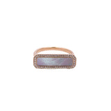 Lady's Yellow 14 Karat Horizontal, Halo Fashion Ring Size 7 With One 1.05Ct V Mother Of Pearl And 0.11Tw Round G/H Si1 Diamonds